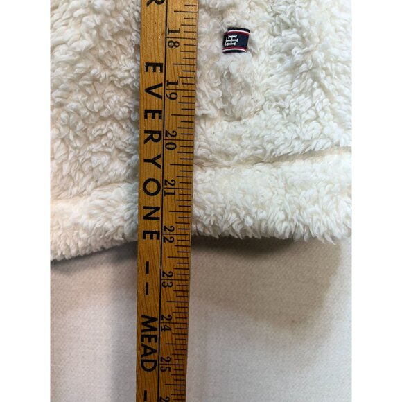 Tommy Hilfiger Women's Faux Fur Sherpa Cardigan Vest Full Zip Sz M White Pockets - Picture 9 of 12